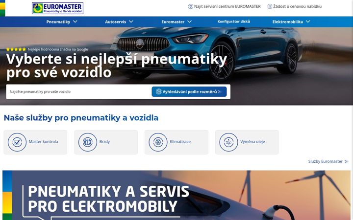 Kuvakaappaus sivustosta euromaster.cz