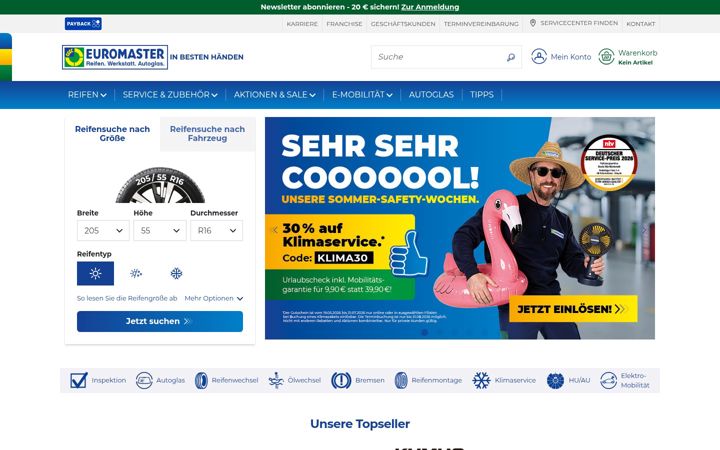 Screenshot of euromaster.de