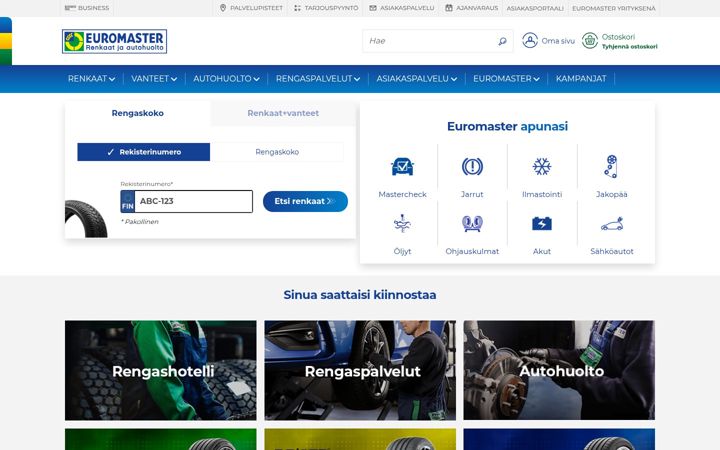 Екранна снимка на euromaster.fi