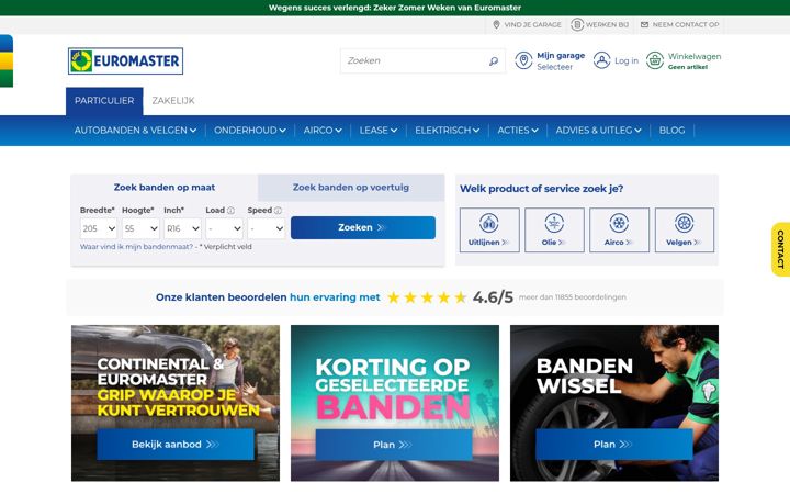 Screenshot stránky euromaster.nl