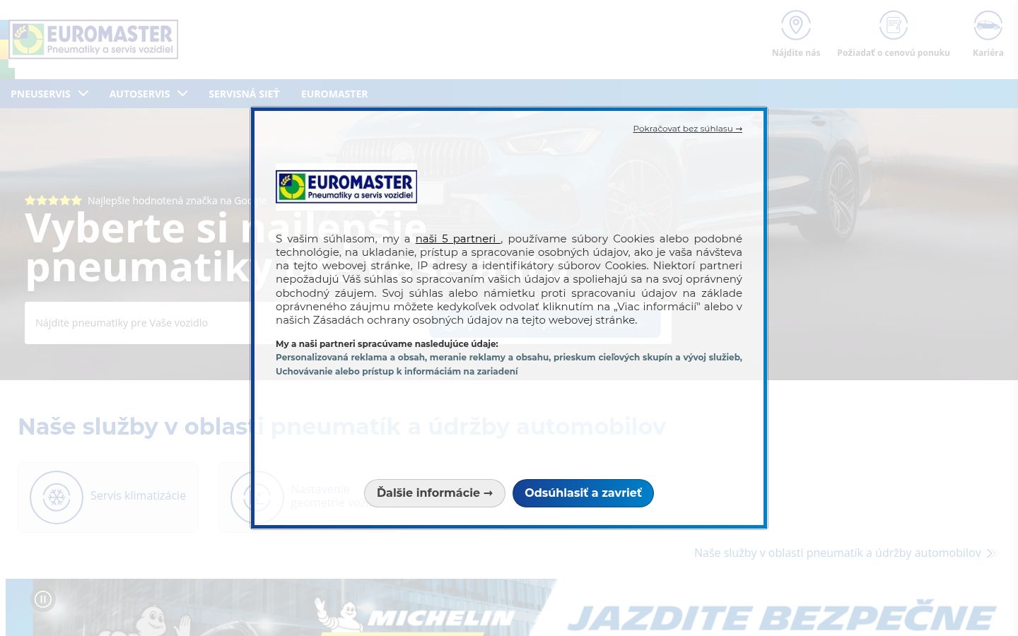Screenshot del banner di consenso mostrato prima di qualsiasi interazione