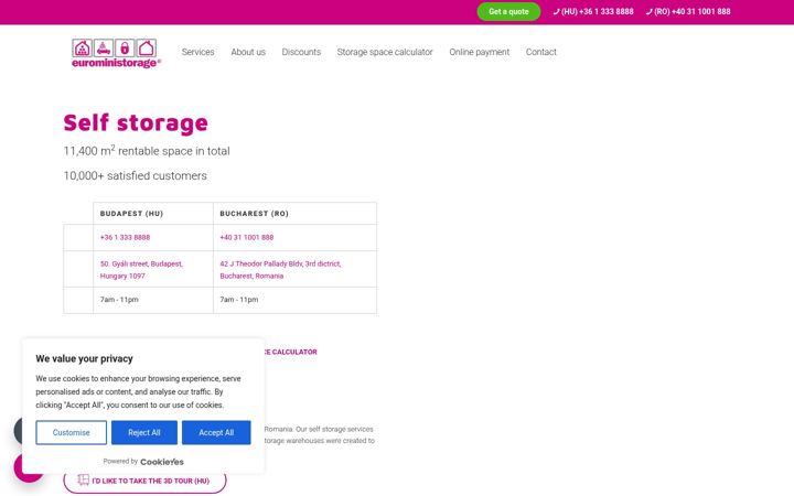Screenshot of euroministorage.com