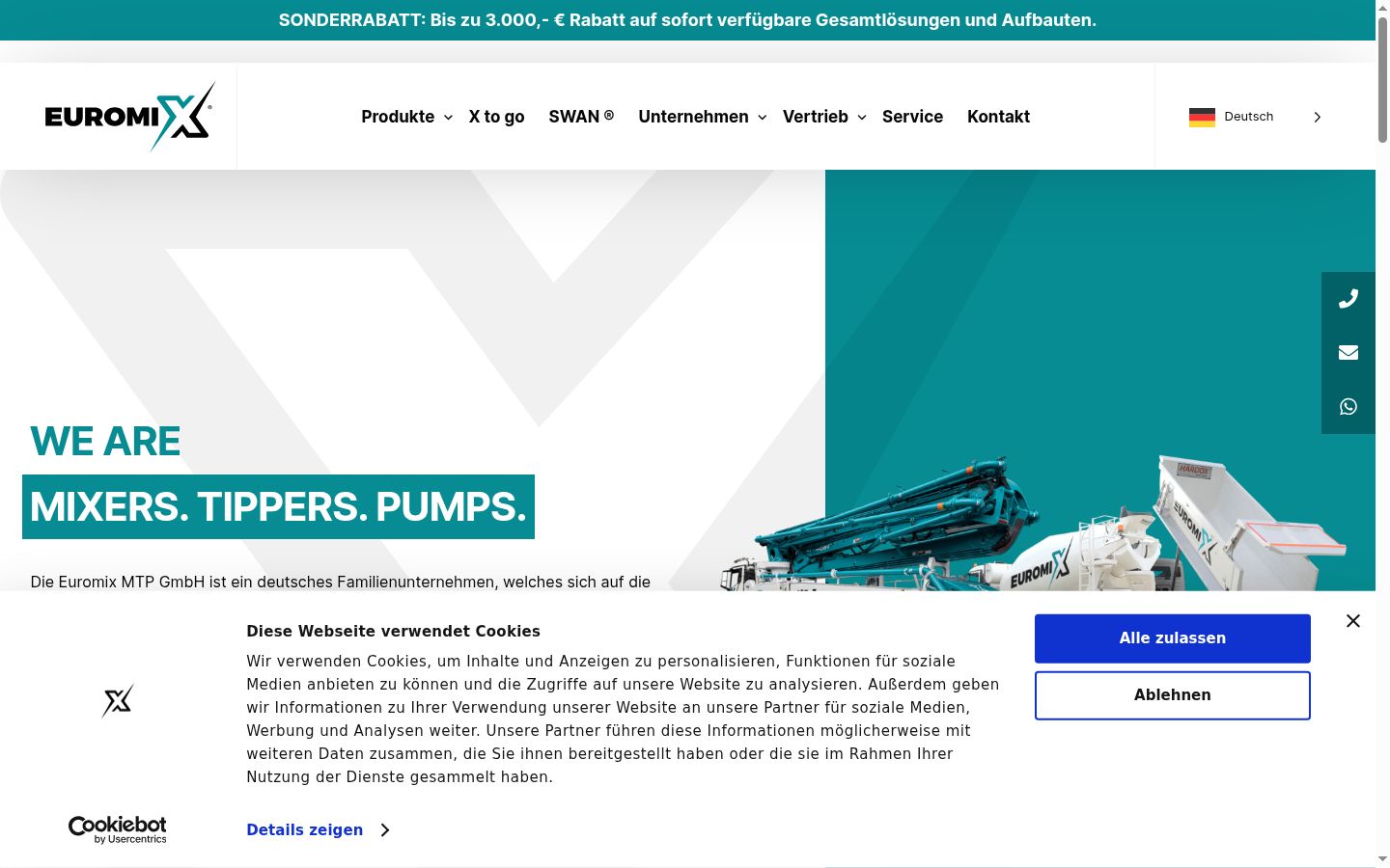 Screenshot des Einwilligungsbanners vor jeglicher Interaktion