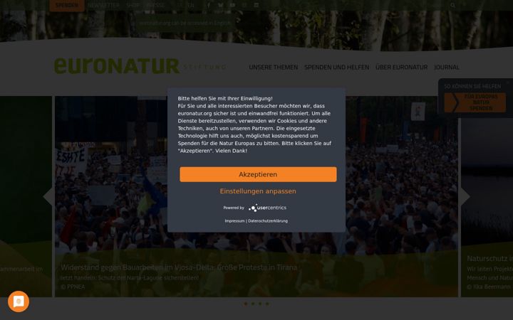 Screenshot of euronatur.org