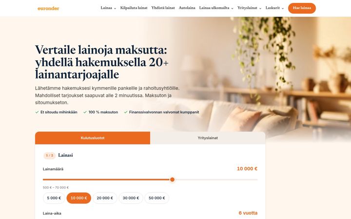 Екранна снимка на euronder.fi