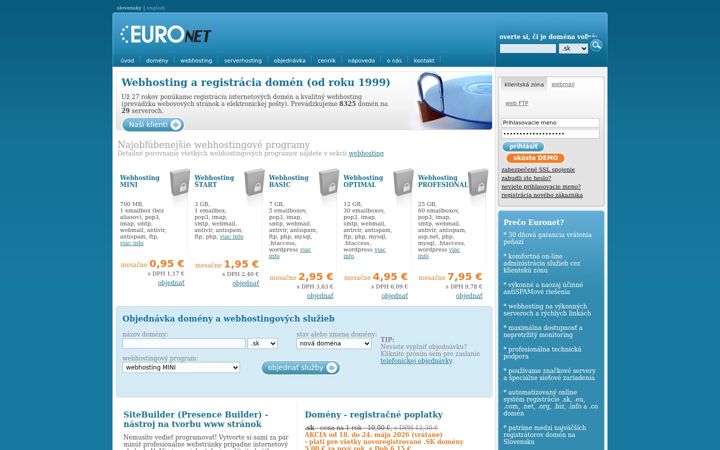 Kuvakaappaus sivustosta euronet.sk