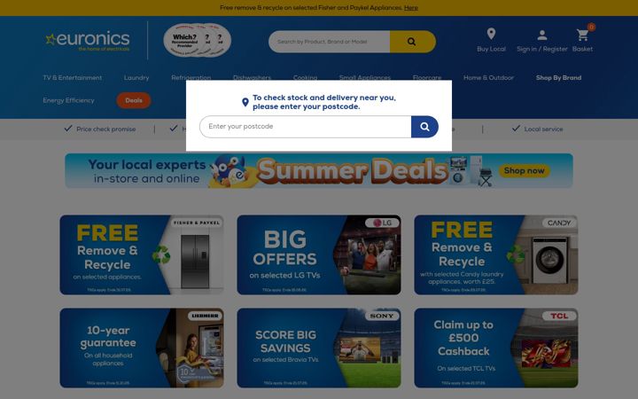 Screenshot of euronics.co.uk