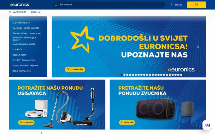 Snímek obrazovky euronics.hr