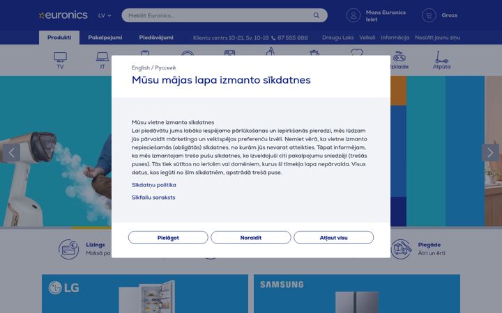 Skærmbillede af euronics.lv