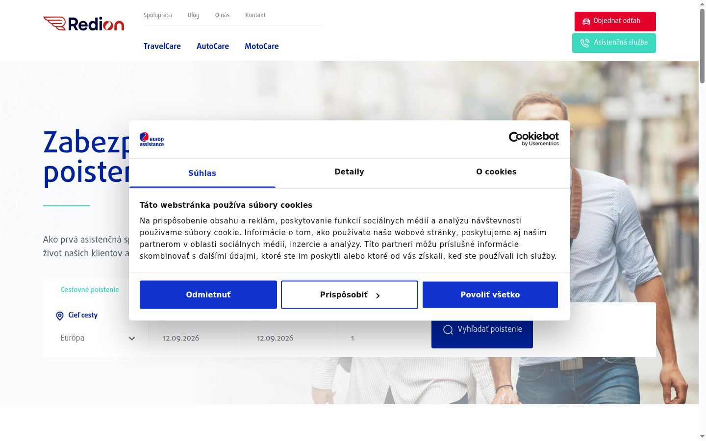 Screenshot del banner di consenso mostrato prima di qualsiasi interazione