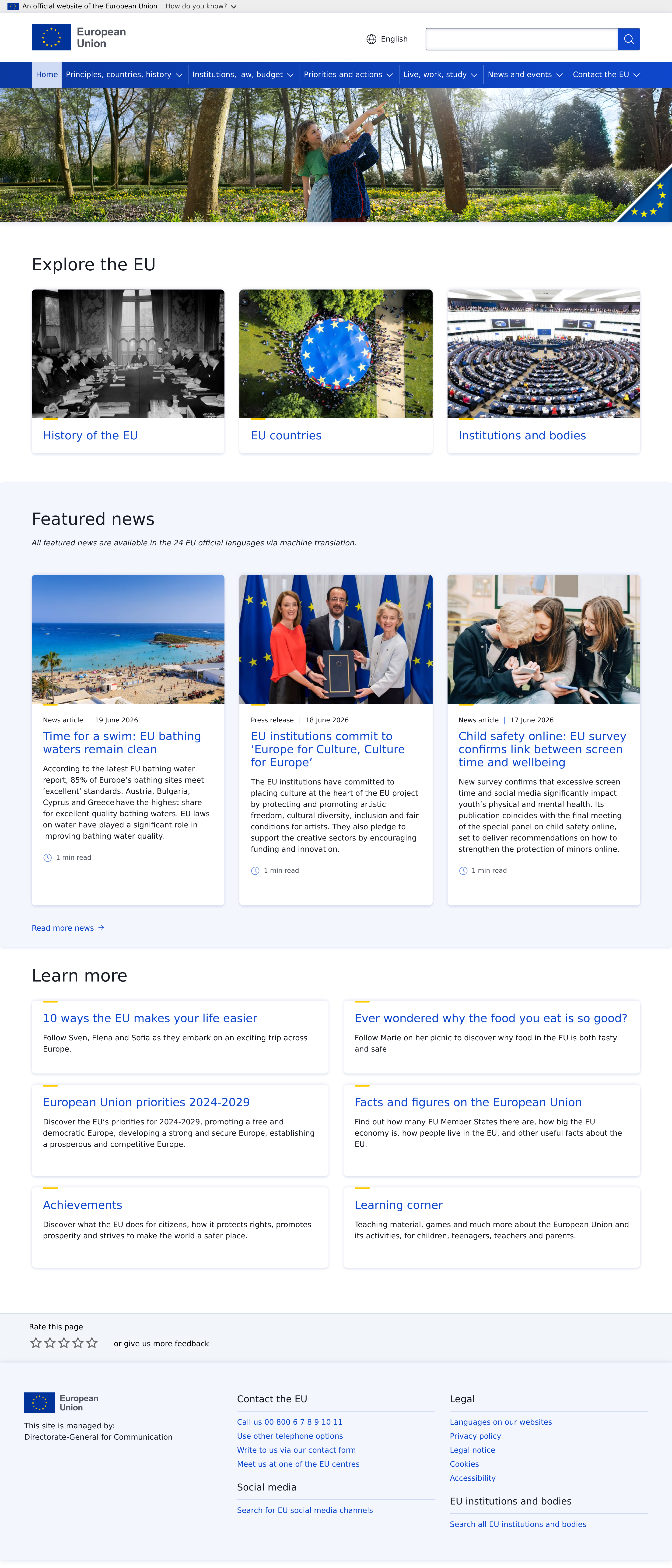 Screenshot of europa.eu