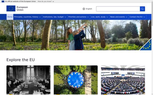 Screenshot of europa.eu
