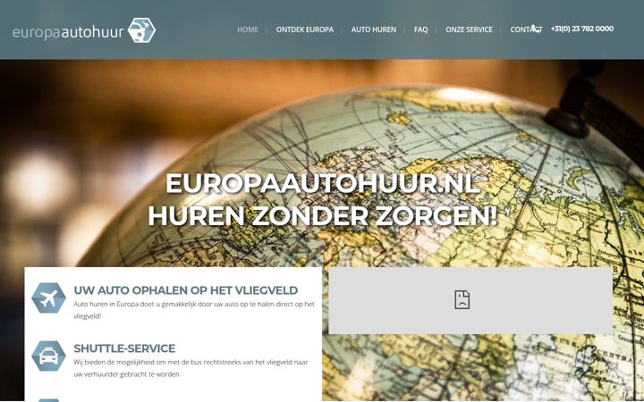 Screenshot stránky europaautohuur.nl