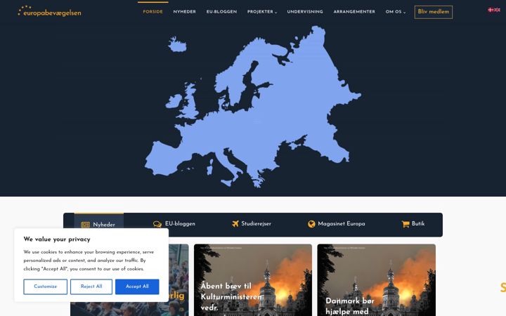 Captura de pantalla de europabevaegelsen.dk