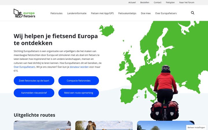 Screenshot stránky europafietsers.nl