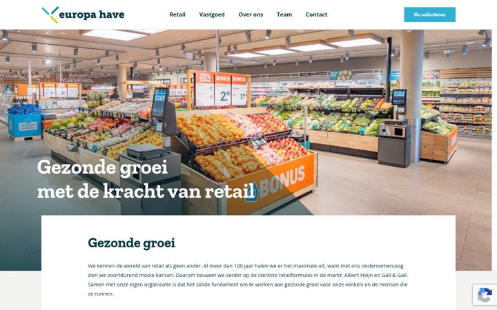 Screenshot stránky europahave.nl