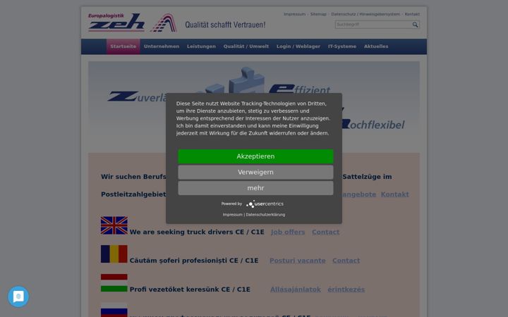Screenshot of europalogistik-zeh.de