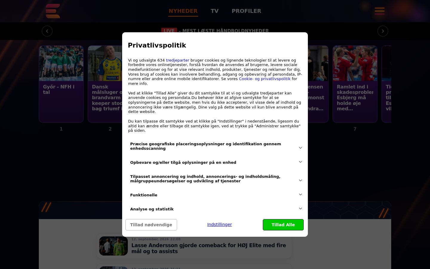 Captura de ecrã do banner de consentimento apresentado antes de qualquer interação