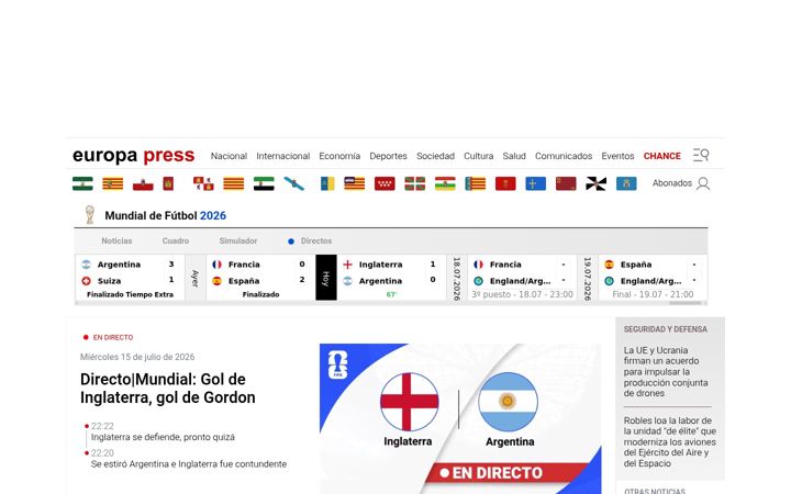 Captură de ecran a europapress.es