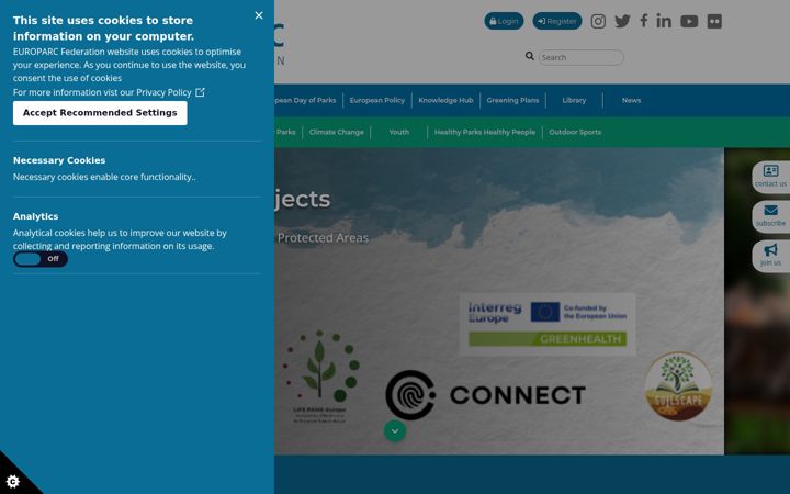 Screenshot of europarc.org