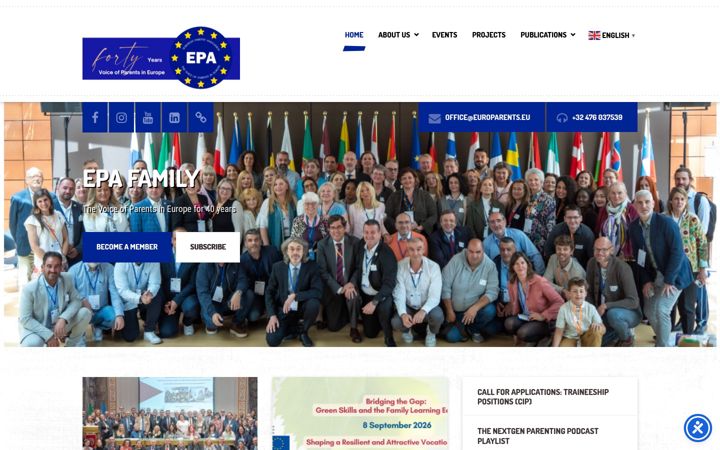 Captură de ecran a europarents.eu
