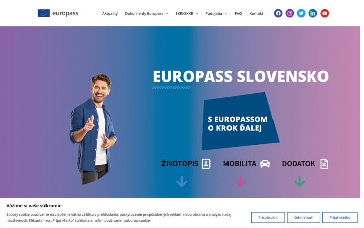 Snímek obrazovky europass.sk