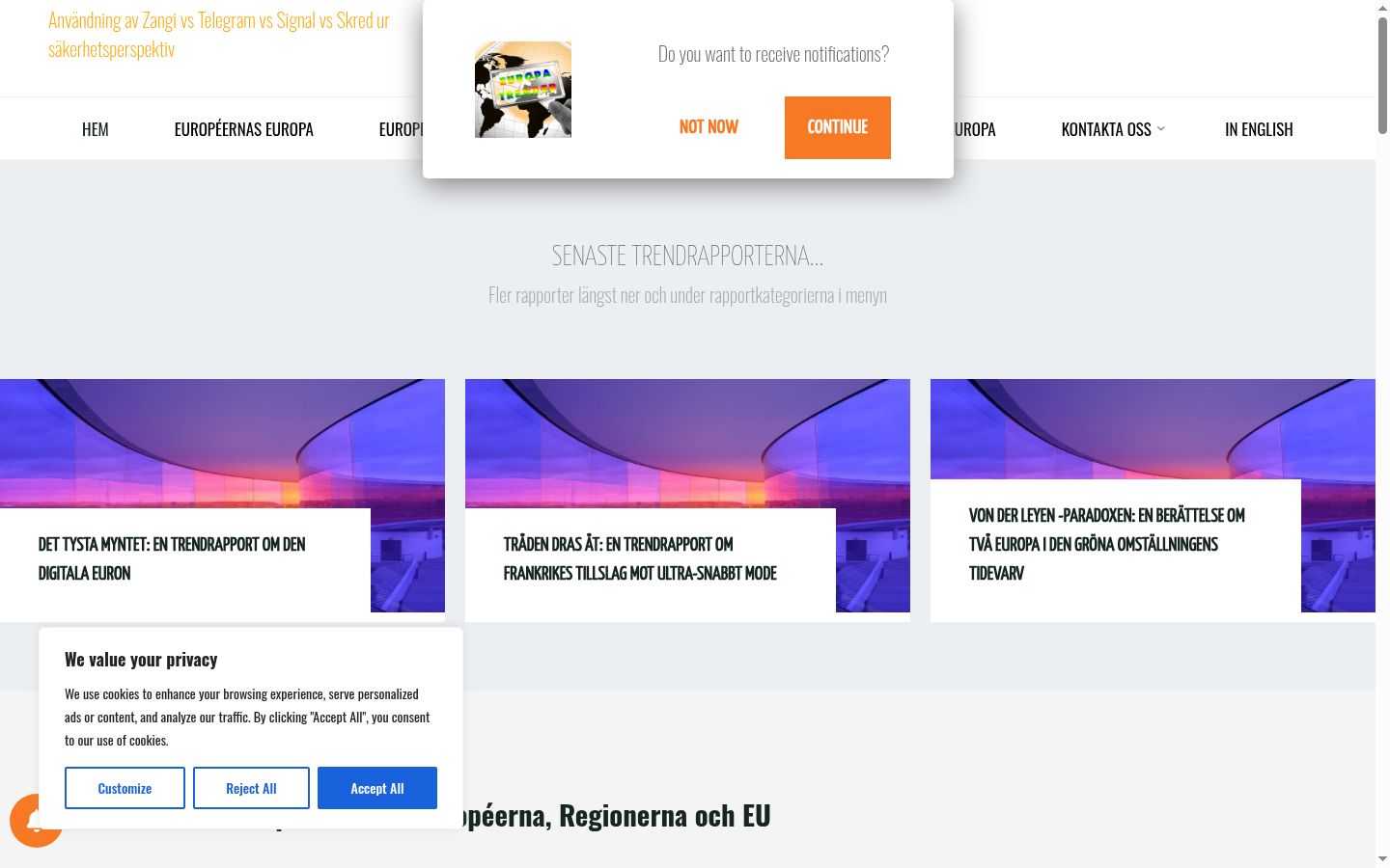 Screenshot del banner di consenso mostrato prima di qualsiasi interazione