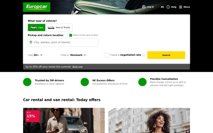 Screenshot ta' europcar.be