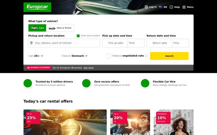 Screenshot of europcar.co.nz