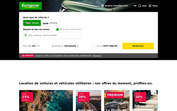 Zrzut ekranu europcar.fr