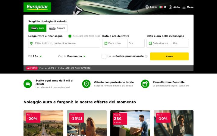 Screenshot of europcar.it