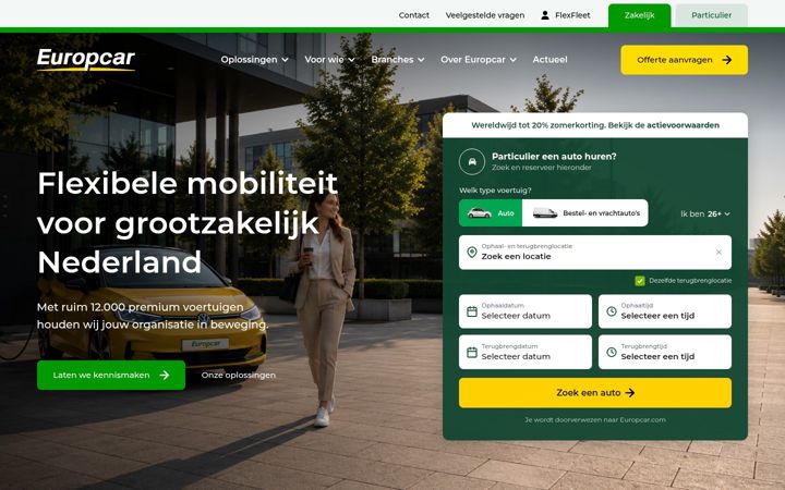 Skærmbillede af europcar.nl