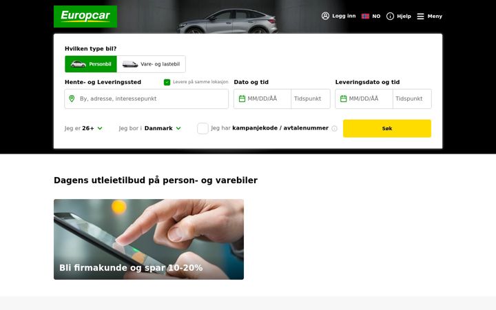 Screenshot of europcar.no