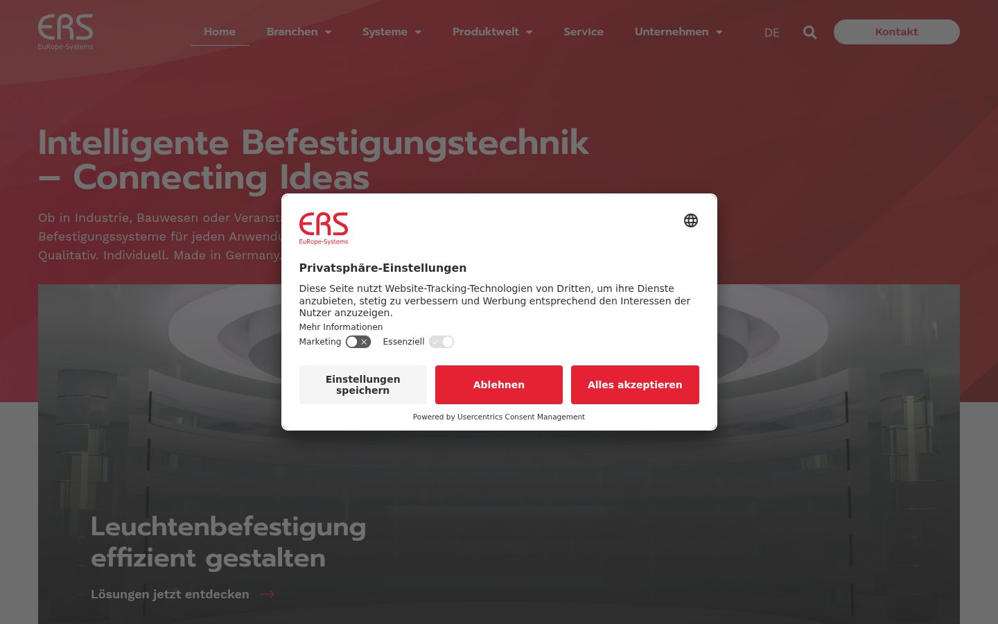 Screenshot des Einwilligungsbanners vor jeglicher Interaktion