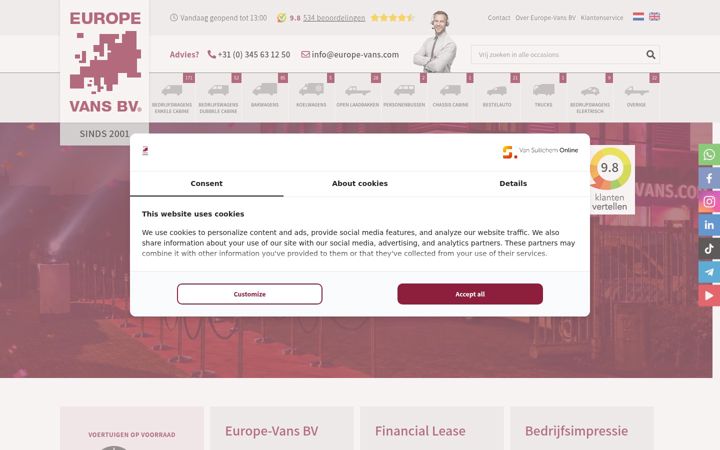 Screenshot of europe-vans.com