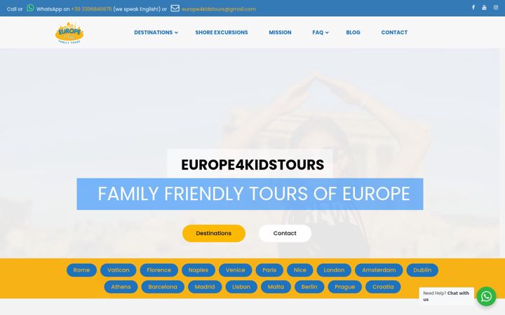 Screenshot of europe4kidstours.com