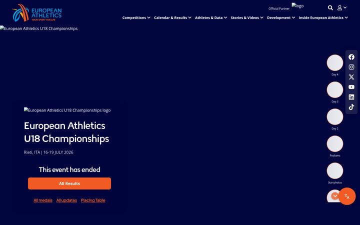 Screenshot of european-athletics.com