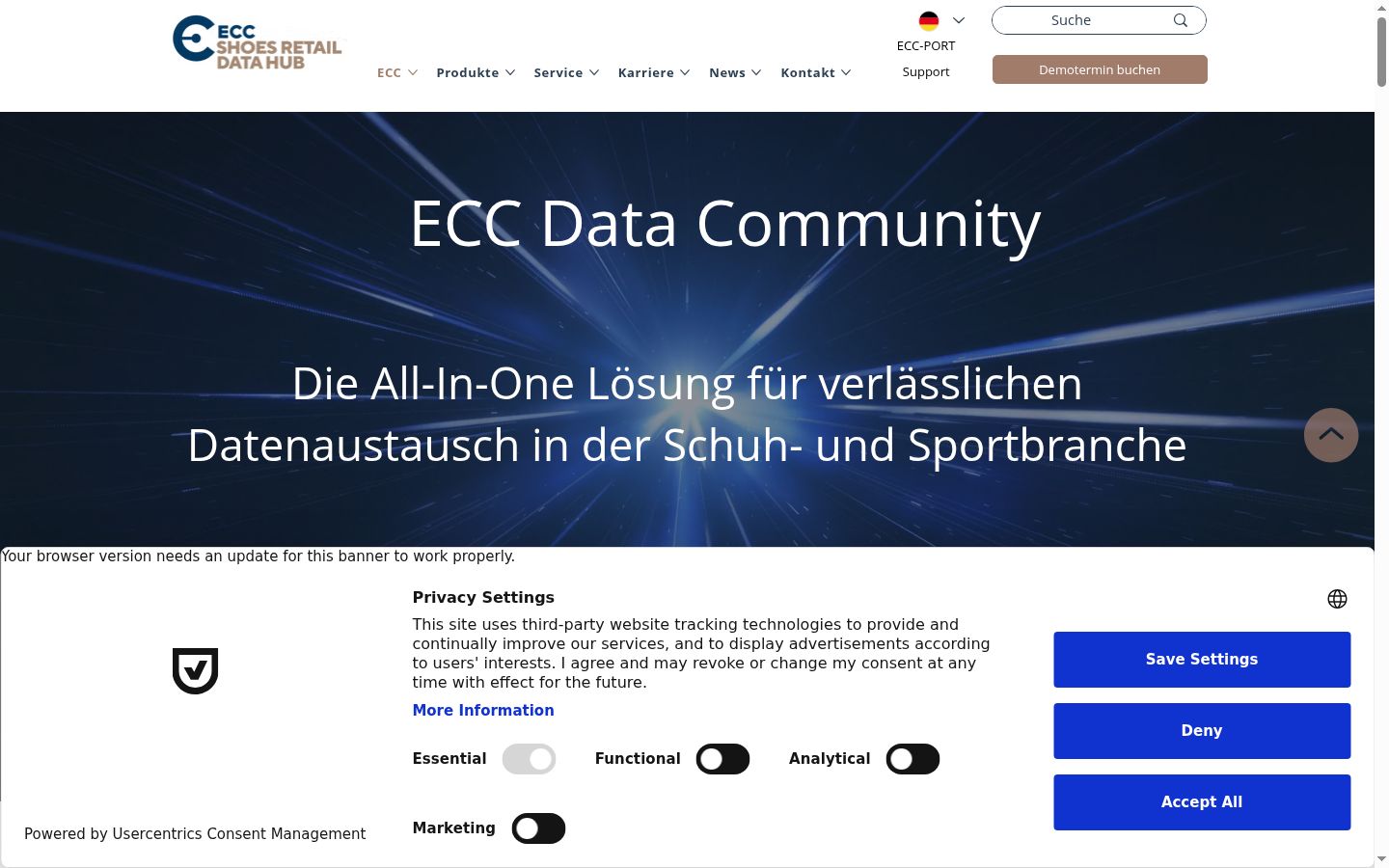 Screenshot del banner di consenso mostrato prima di qualsiasi interazione