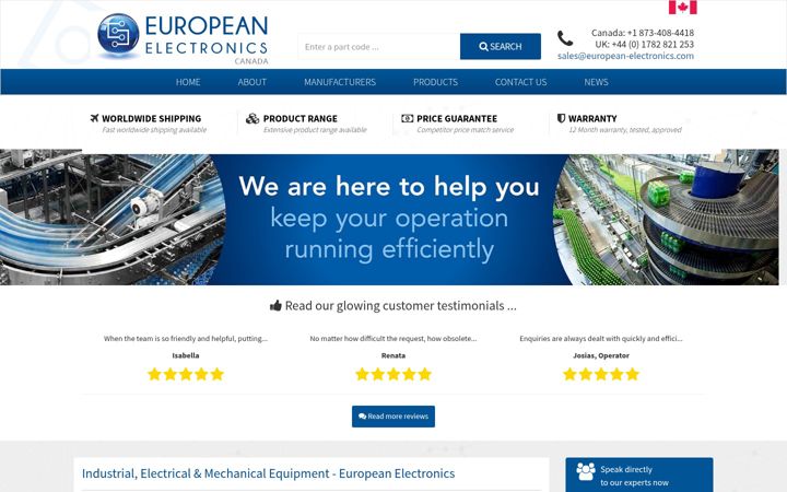 Screenshot of european-electronics.ca