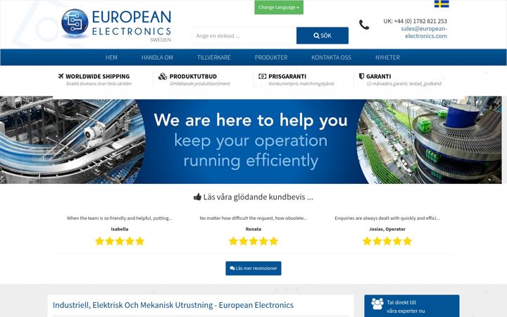 Skjermbilde av european-electronics.se