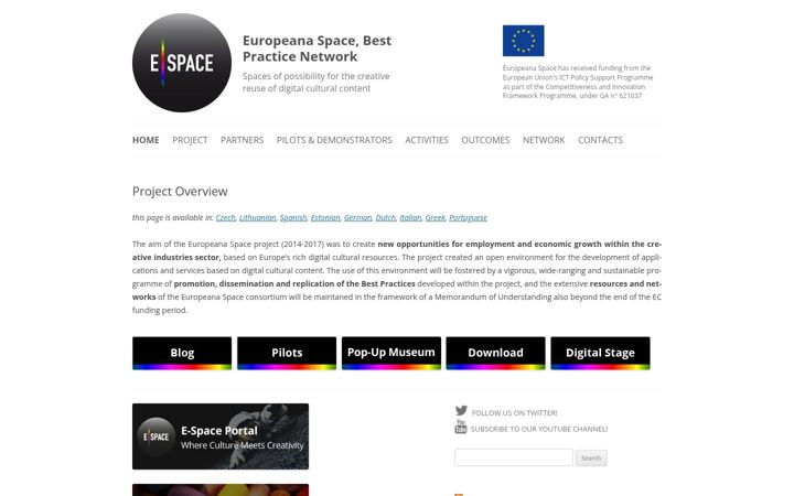 Screenshot of europeana-space.eu