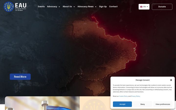 Screenshot of europeanactionforukraine.org
