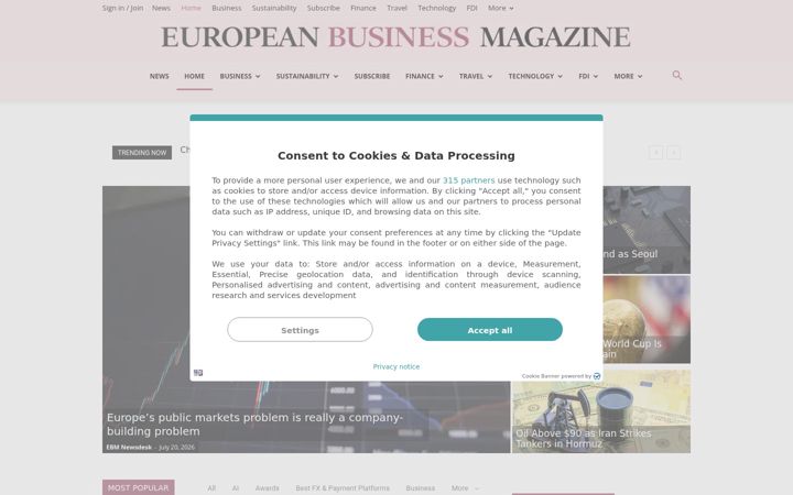 Screenshot of europeanbusinessmagazine.com