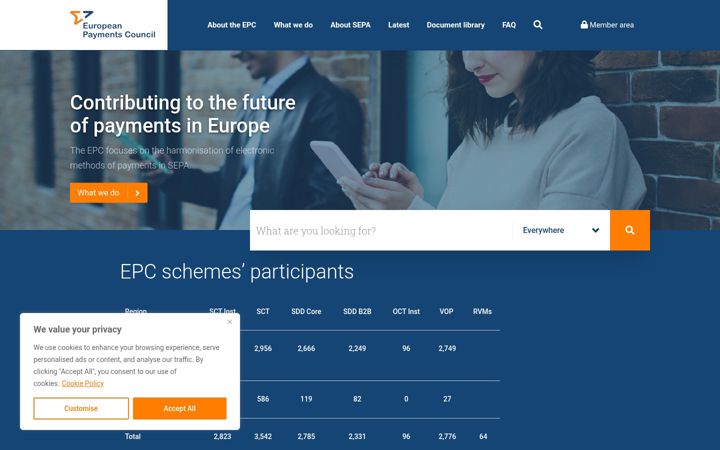 Screenshot of europeanpaymentscouncil.eu
