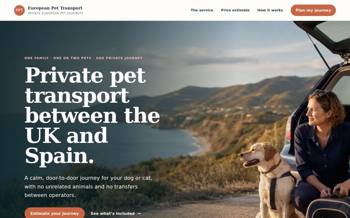 Screenshot of europeanpettransport.com