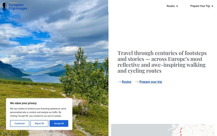 Screenshot von europeanpilgrimages.org