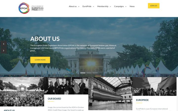 Screenshot of europeanpride.org