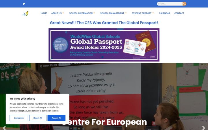 Captură de ecran a europeanschooling.eu