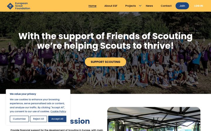 Screenshot of europeanscoutfoundation.com
