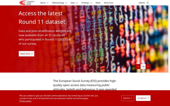Screenshot ta' europeansocialsurvey.org